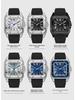 Hollow Stripes Santos Men's Automatic Mechanical Watch - Large Dial, Waterproof