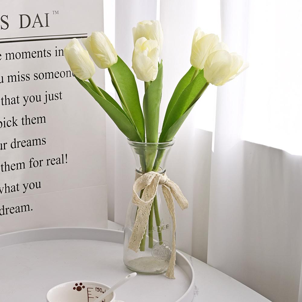 

Имитация цветка, увлажняющий тюльпан, высококачественный букет тюльпанов, мягкий декоративный цветок, домашняя бутылка, цветок-реквизит светло-желтого