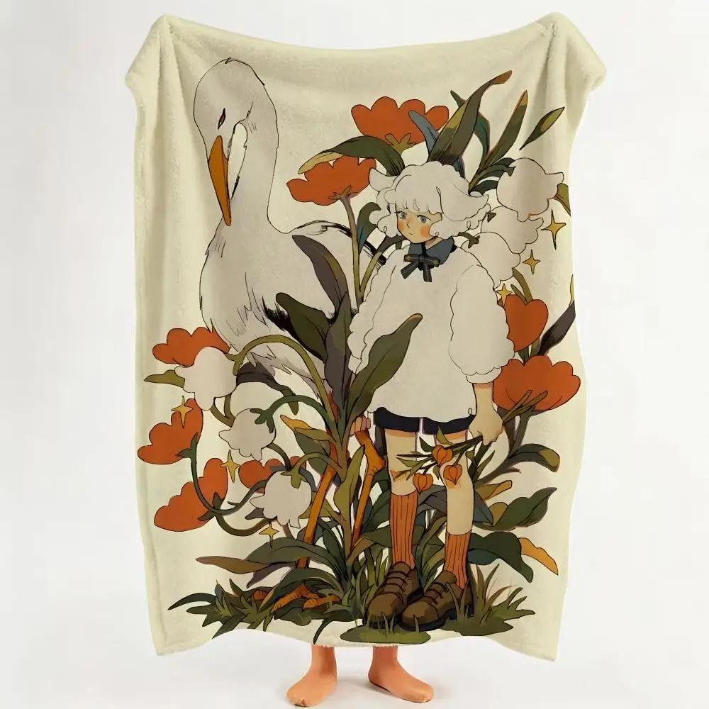 Illustrator L Liya Mochipanko Throw Flannel Throw Blanket Suitable for Sofa Living Room Bedroom