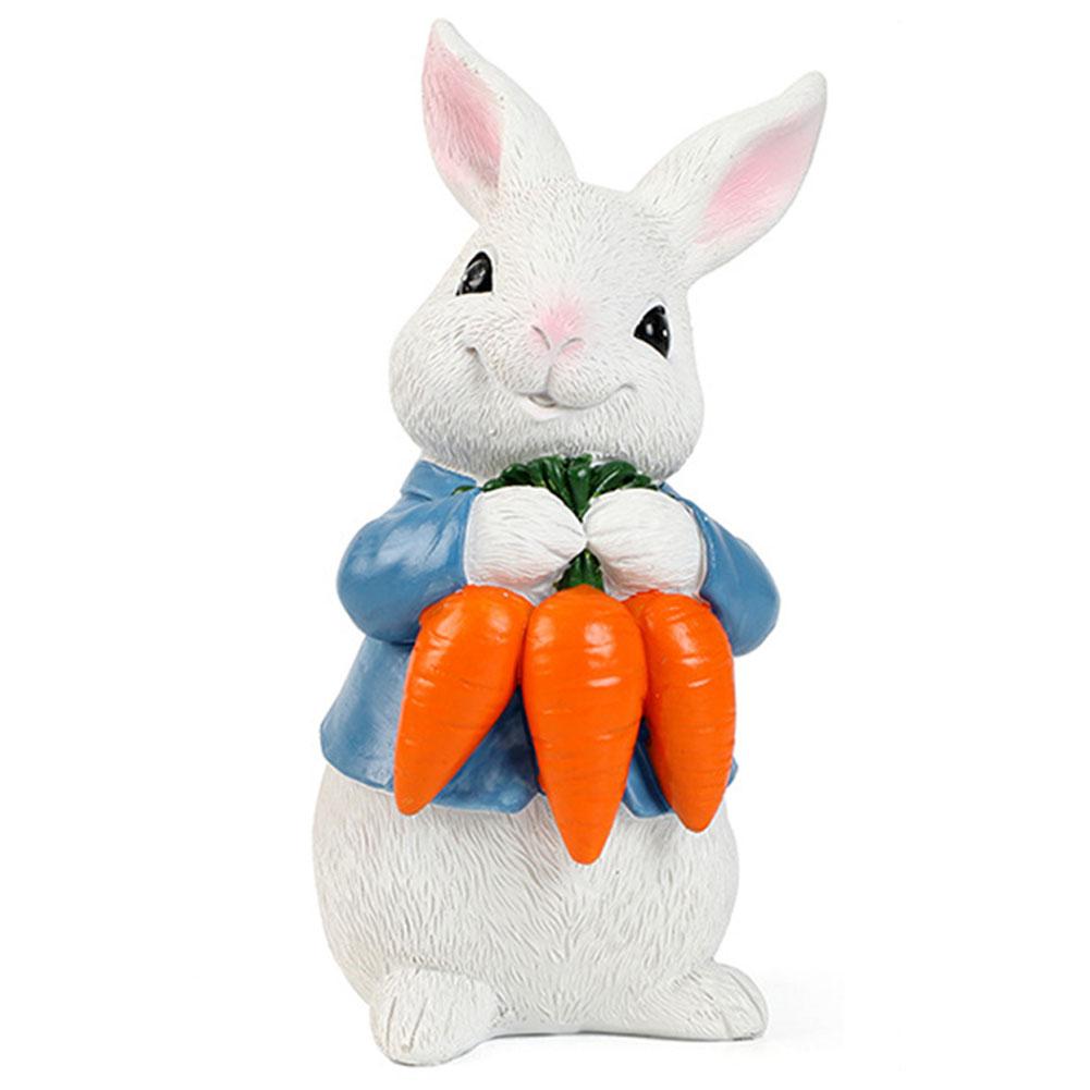 Статуэтка Пасхального Кролика, Обнимающего Морковку/Яйцо, Милая Фигурка Кролика, Скульптура Животного из Смолы, Милые Домашние Украшения для Сада и Двора