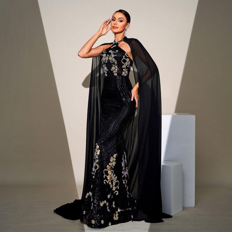 Evening Dress Long Birthday Party Gown Dress Sequin Evening Dress Black XS