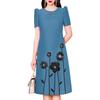 ZANZEA Women Casual Summer Round Neck Short Sleeve Print Dress