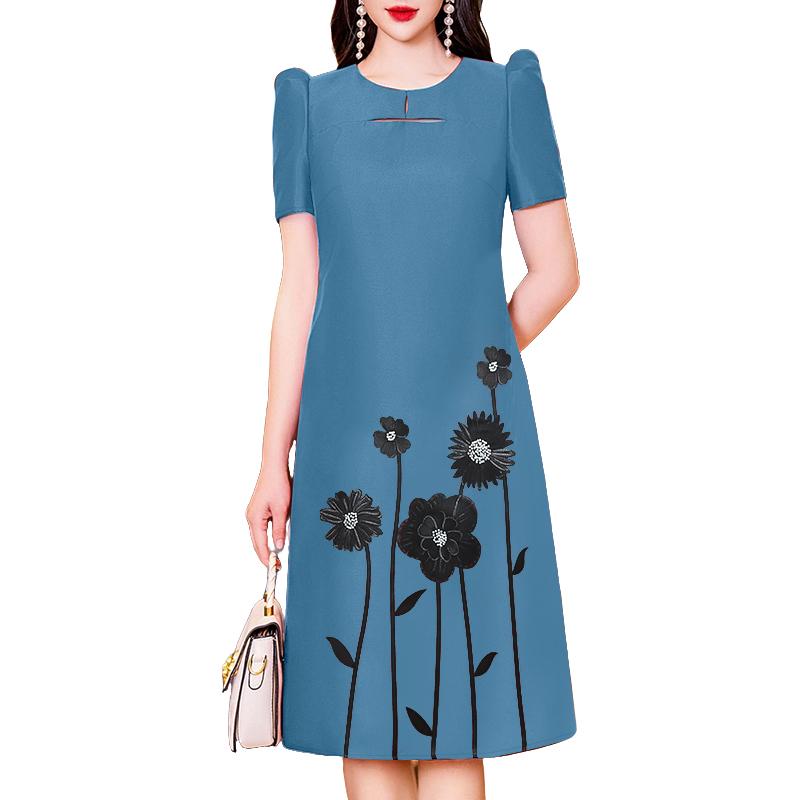 ZANZEA Women Casual Summer Round Neck Short Sleeve Print Dress