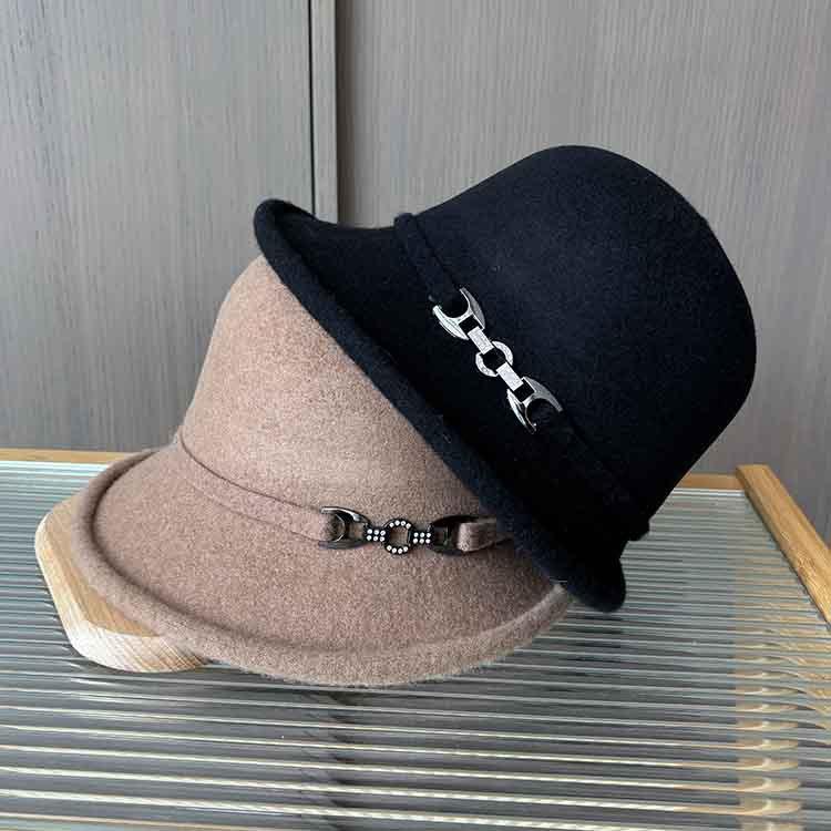 Autumn and winter new high-end dome wool fashion basin hat women's outdoor leisure knitted mother hat warm bucket hat