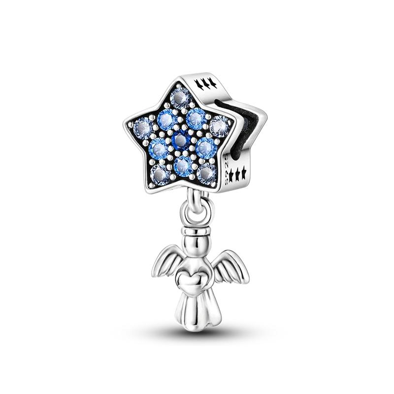 Copper Metal Charm Bead Component Bead Component Blue Series Astronaut Star Charm Bead Component Compatible With 4MM Hole Diamete Bracelet High
