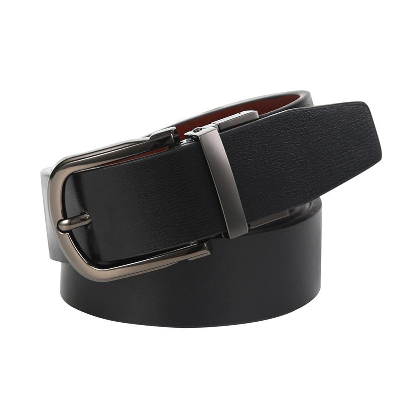 Men s Leather Casual Cowhide Belt, Men s Metal V-neck Buckle Belt, Men s Belt Tactics 105cm-125cm