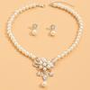 1 Set Wedding Faux Pearl Jewelry Women Flower Necklace And Earrings Elegant White Bridal Jewelry Set for Parties Bridal Shower Engagement