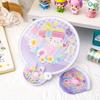 Folding Round Collapsible Pocket Fan Mini Cute Handheld Fan Portable Cartoon Pattern Foldable Fan