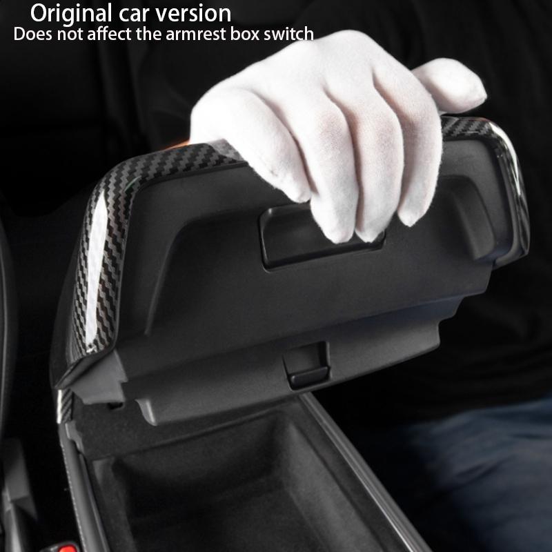 For Tesla Model Y Juniper 2025 Model 3 Highland Carbon Fiber ABS Case Center Console Arm Rest Lid Central Armrest Box Pad Cover JI4