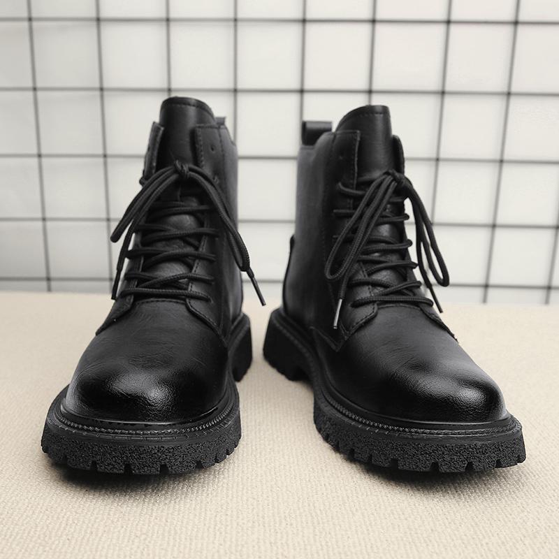 Fashion Genuine Leather Men Ankle Boots Black High Top Men Boots 2025 Winter Warm Outdoor  Boot Punk Style Man Motorcycle Boots