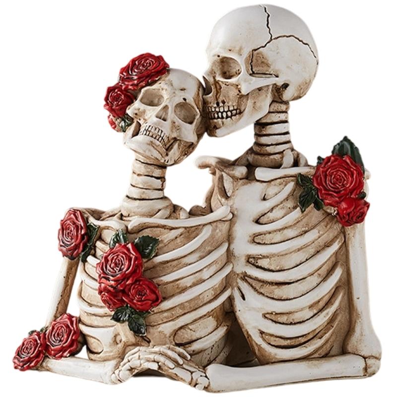

Elegant Resin Skull Decorations For Indoor Outdoor Halloween Party Centerpieces Detailed Hand Painted Artwork белый