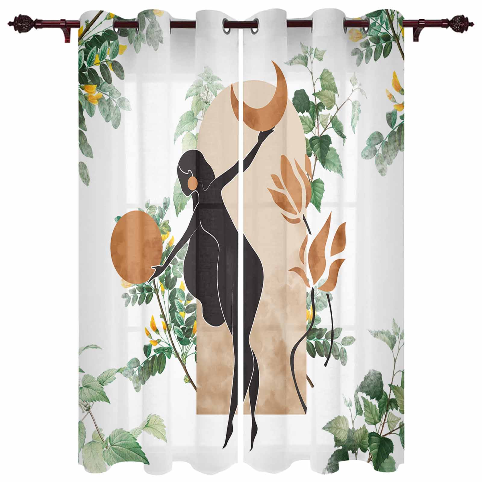 Женщина Волосы Всплеск Чернила Искусство Окна Шторы Гостиная Спальня Оконные Обстановки — фото 11