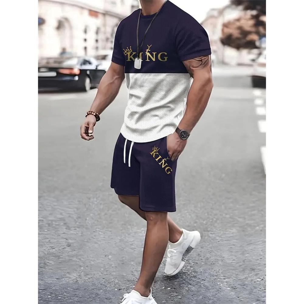 2024 Neue Sommer-Sportbekleidung Herren Kurzarm Shorts 2-teiliges Set Herren Street Camouflage-Print Trendiges Shorts-Set Herrenbekleidung