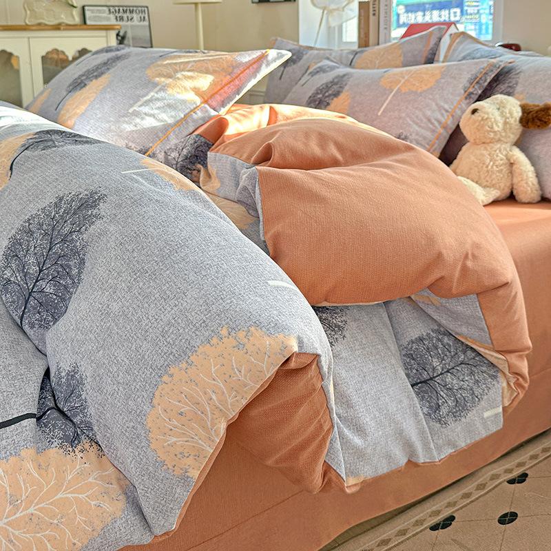 Category A 100% Cotton Brushed Four-Piece Bedding Set, Duvet Cover, Pure Cotton, Spring and Autumn Thickened Bedding