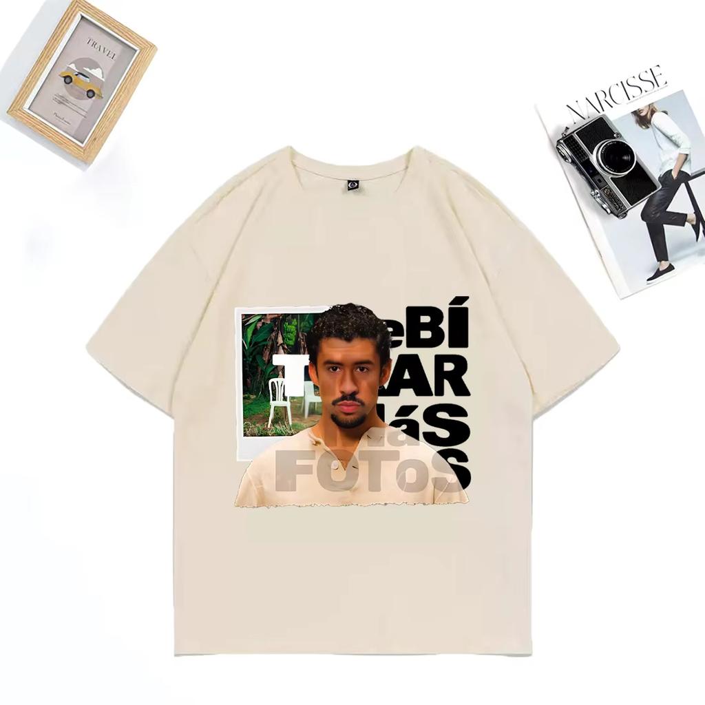 Debi Tirar Mas Fotos Casual T Shirts Men Women BAD BUNNY Funny Hip Hop Streetwear T Shirt Vintage Cotton Short Sleeve T-shirts