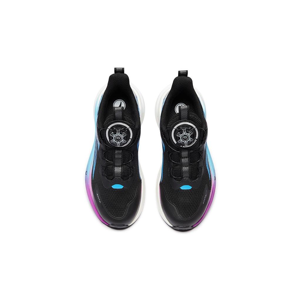 Anta Comfortable Soft Simple Versatile Non-Slip Wear-Resistant Breathable Low-Top Running Shoes Kids sneaker Black Blue 312445517U-4