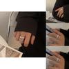 Sterling Chic 925 Silver Open Ring With Geometric Pattern For Women Elegant Casual Wear
