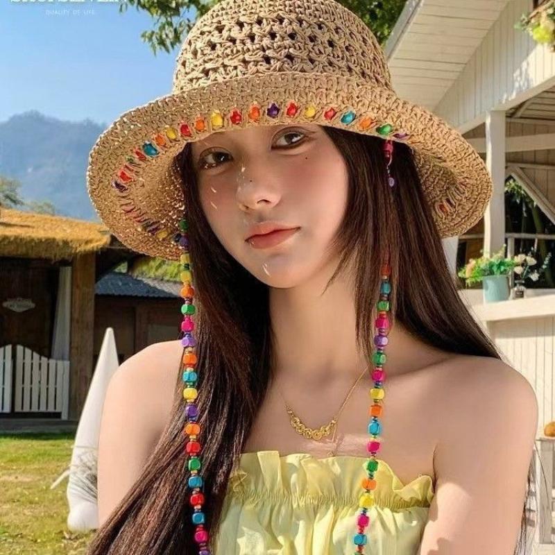 Summer Straw Hat Foldable Sun Hat Wide Large Brim Beach Hats  Holiday Straw Hat Beach Uv Protection Cap