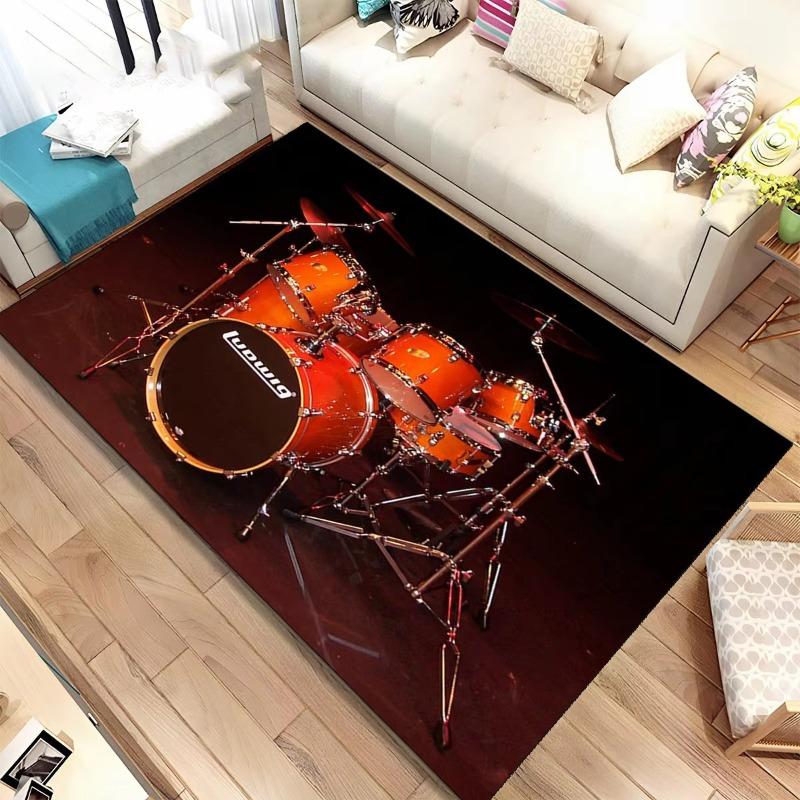 Schlagzeug Musik Schlagzeugset Instrumente Bereichsteppich, Teppich für Zuhause Wohnzimmer Schlafzimmer Sofa Fußmatte Dekor, Kinder Rutschfeste Bodenmatte
