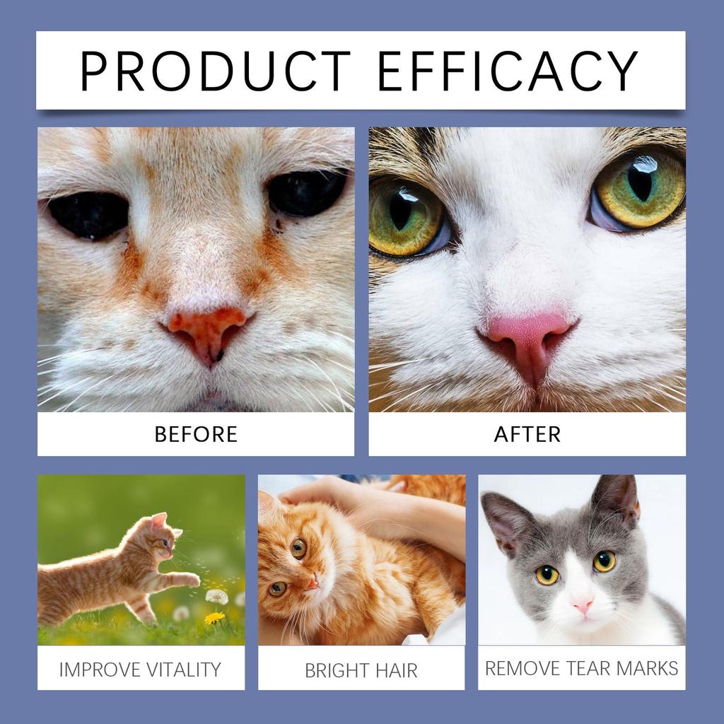 YEGBONG Tränenfleckenentfernungstabletten für Katzen Haustierergänzung Tränenfleckenentfernungstabletten für Katzen Befeuchten beide Augen