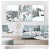 Landscape Pine Forest Snow Elk Nordic Posters And Prints Wall Pictures For Living Room Decor Wall Art Canvas Painting Winter