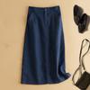 Women's Mid Length Casual High Waist Skirts Lady Elegant Solid Office Skirts