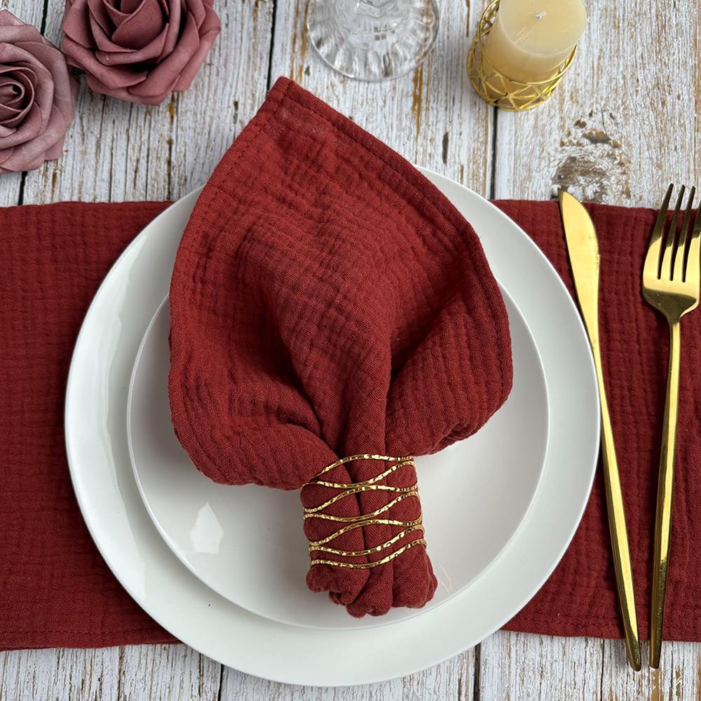 10PCS Cloth Napkins Boho Gauze Washable Cotton 16X16Inches for Wedding Baby Shower Bridal Shower Dinner Tea Party Easter Decorat