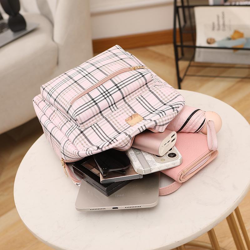 Women's backpack summer and autumn new trend fashion plaid print backpack handbag one piece