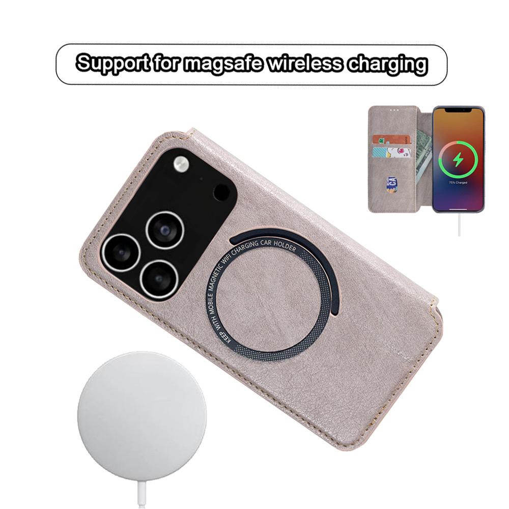 For iPhone 17 Pro Case Compatible with MagSafe Wallet Stand Leather Flip Phone Cover