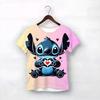 MINISO Disney Cartoon Cute Stitch Print Baby Clothing 3 To 14 Years Male Outdoor Clothes Boys Clothes Girls T-shirt Teen Top Shirts