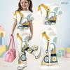 Girls Round Neck Short Sleeve Printed Top And Flared Pants Two Piece Set