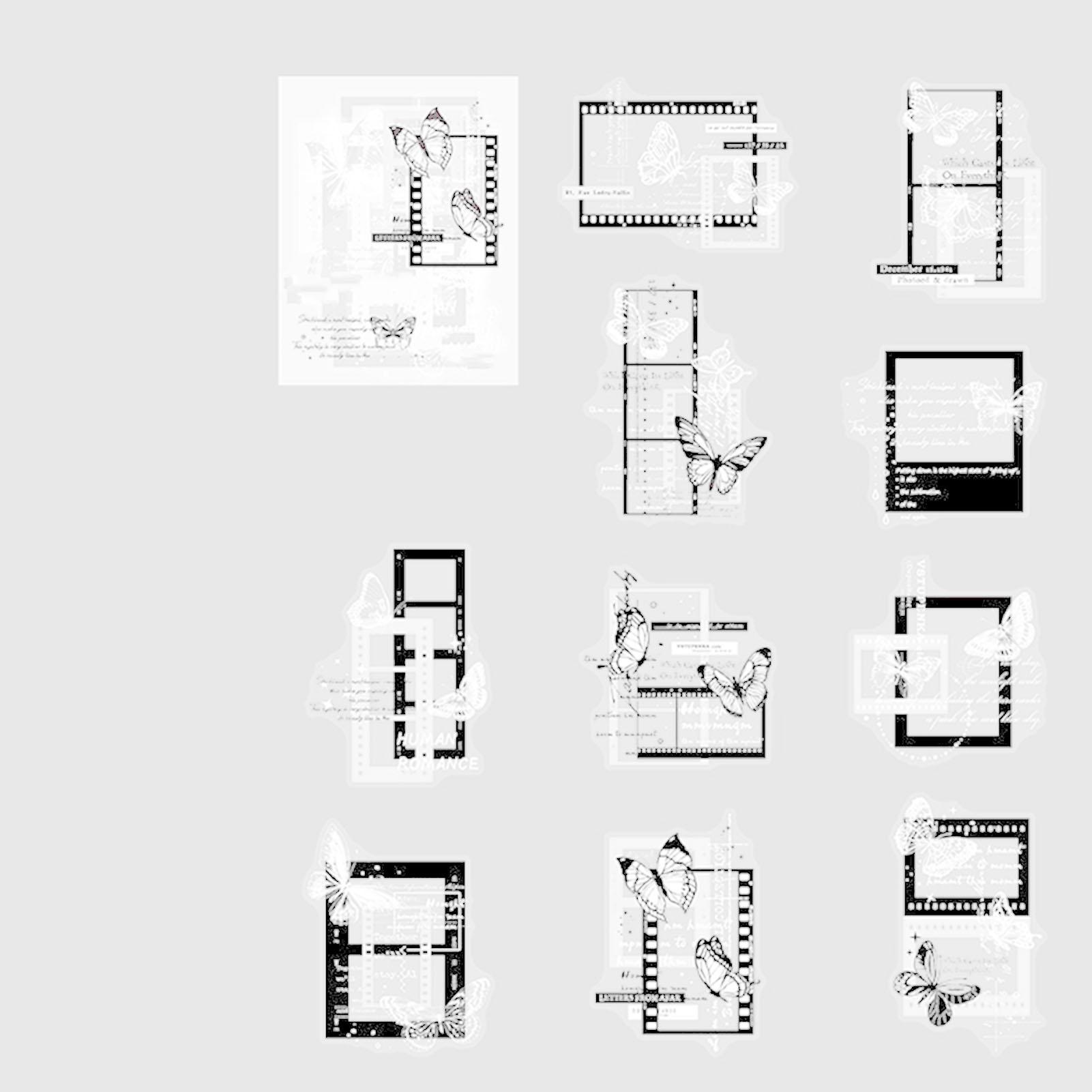 

10 Pieces Butterfly Retro Stickers PET Decals Decoration Materials for DIY Scrapbooking Photo Album