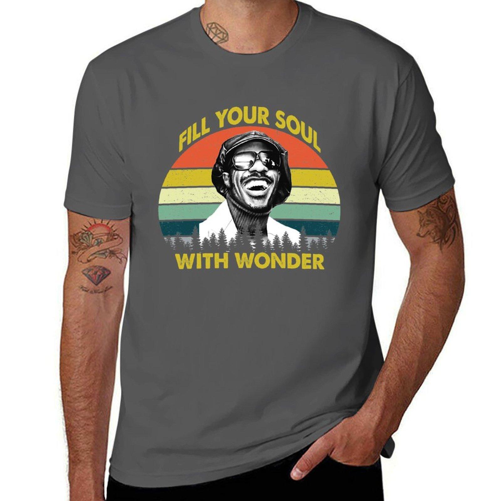 Винтажная футболка Stevie Fill Your Soul with Wonder Ретро хлопковая футболка 100% печатные футболки для мужчины Футболка 4XL