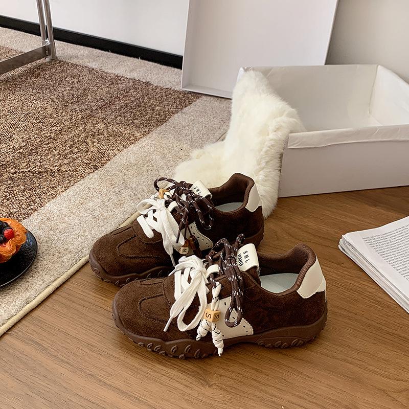 Dexun Shoes Women's 6cm Inner Height Increase Platform Mandarin Duck Shoelaces Sports and Leisure Shoes Four Seasons Forrest Gump Shoes