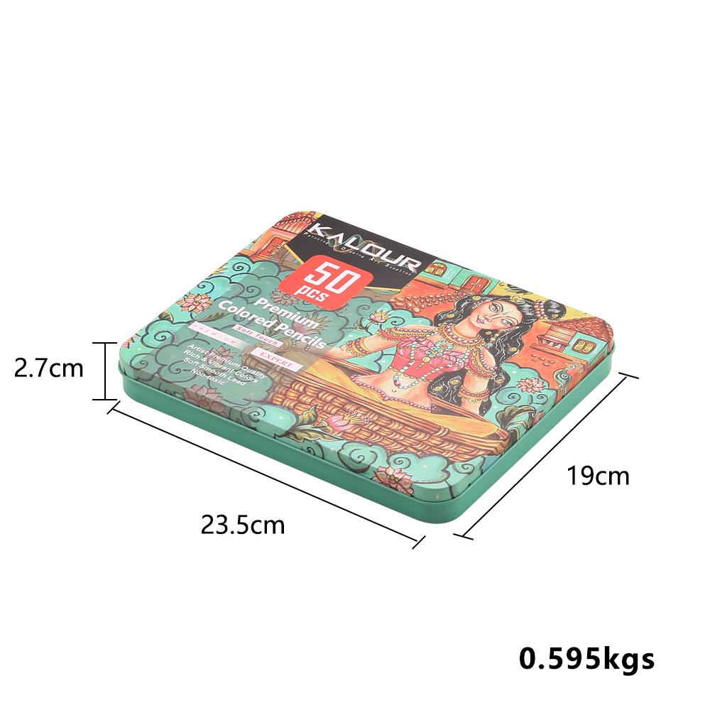 Hot Sale High Grade Cheap Price Soft Core Oil Based 50colors Colored Pencils Drawing Kit in Tin Box for Artist and Student