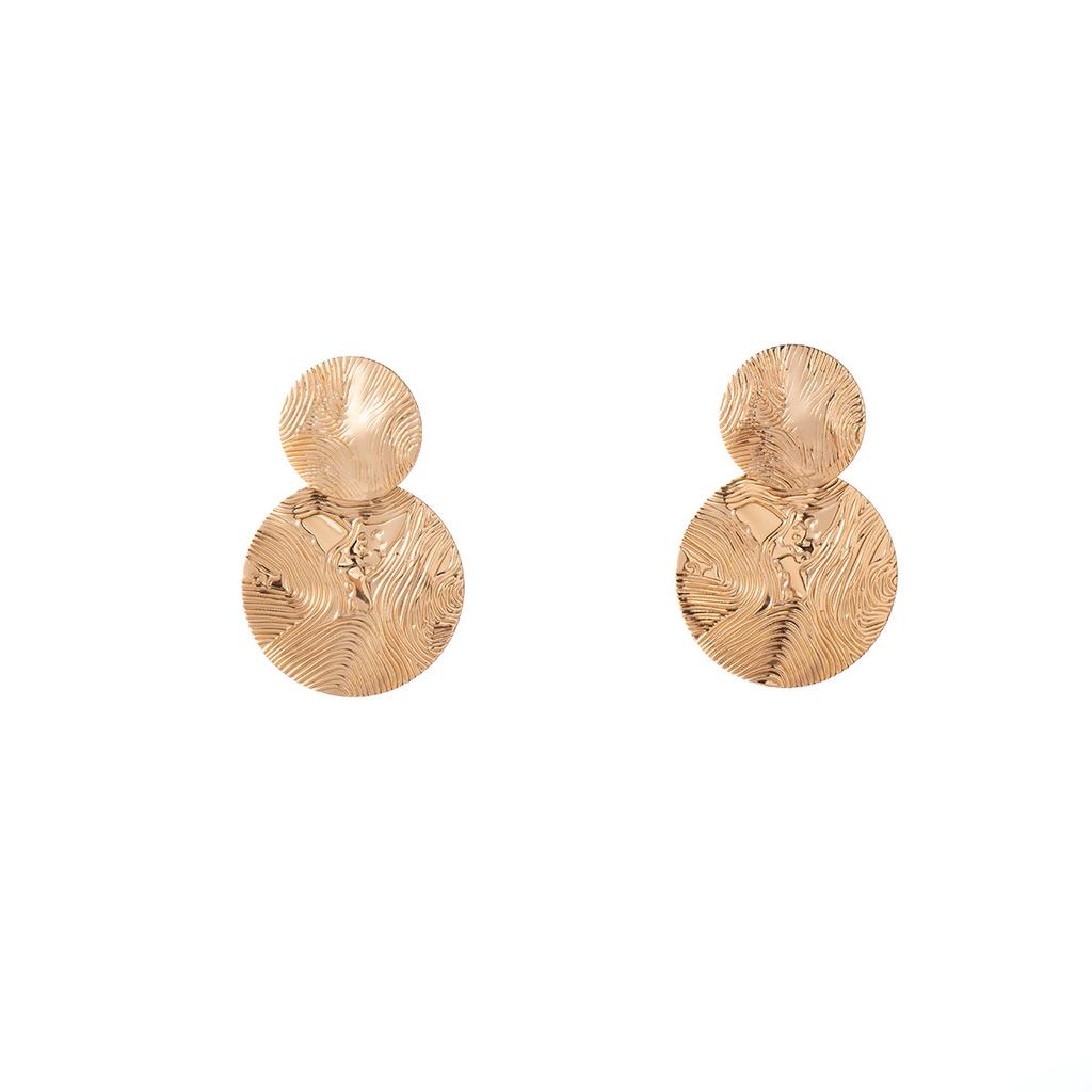 French High-End Round Metal Stud Earrings Personalized Retro Style Niche Earrings Design Light Luxury Design Earrings