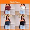 Sexy Girl Long Sleeve Knit Top With Metal Buckle And Off Shoulder Design For Streetwear Style