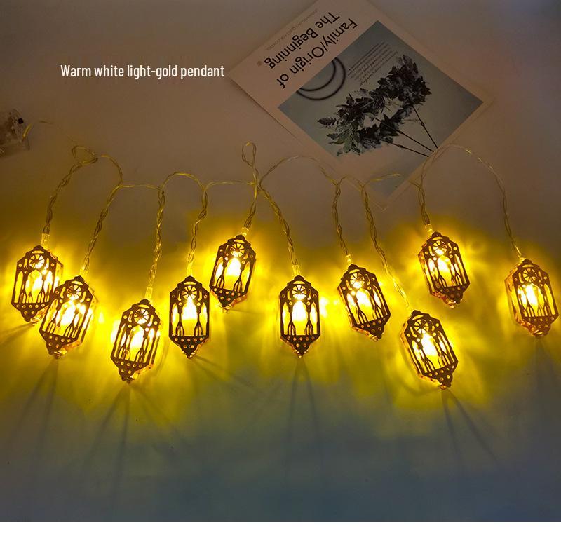 Creative Middle Eastern Star & Moon LED String Lights - Iron Art Festive Décor