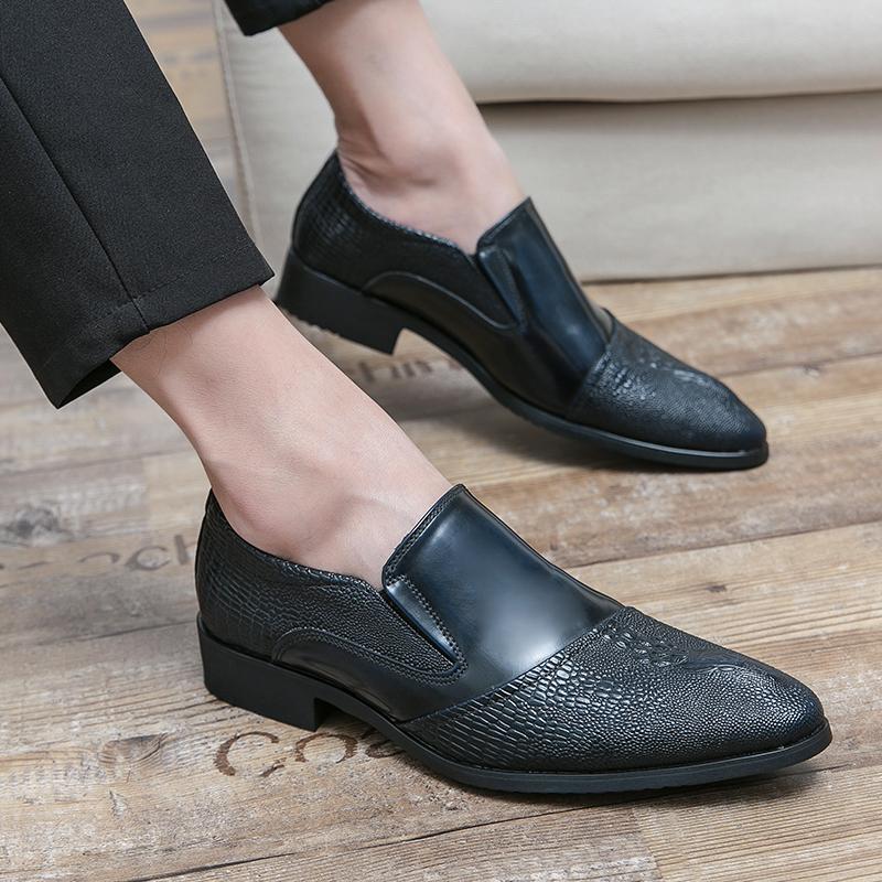 British Gentleman New Men's Pointed Alligator Pattern Casual Shoes Male Loafers Wedding Dress Formal Footwear Zapatos Hombre