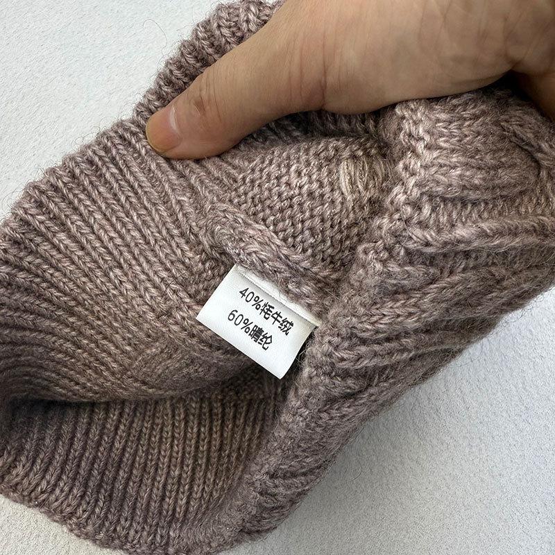 Autumn and winter new big head circumference twist wool hat men's and women's pullover hat wool hat knitted ear protection warm cold hat