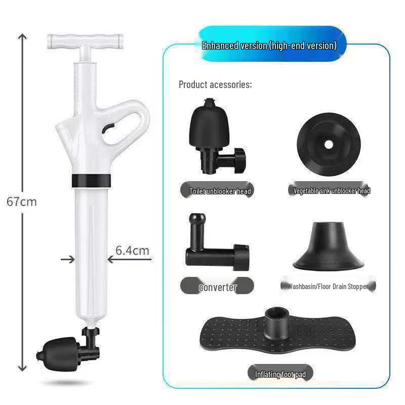 Enhanced High-Pressure Toilet Unclogger – One-Shot Clog Removal Tool