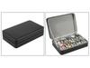 Portable Black and Blue-Gray Leather Zipper Watch Box with 6, 10, or 12 Slots - Flip-Top Jewelry Storage