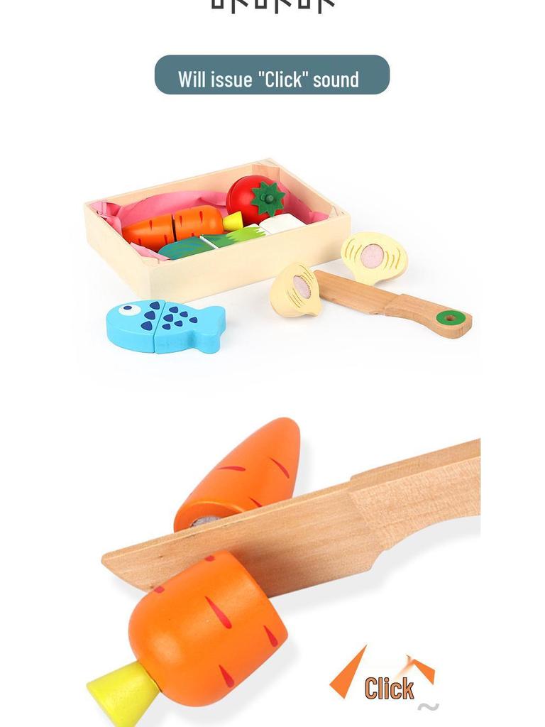 Wooden Pretend Play Kitchen Set: Children's Fruit and Vegetable Cutting Toy