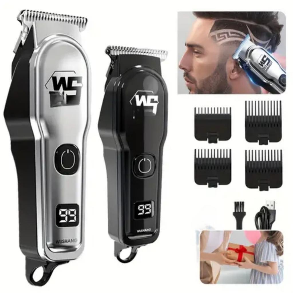 Profesjonalna Elektryczna Maszynka do Włosów z Nasadkami Grzebieniowymi, Cyfrowy Wyświetlacz LED, Przenośne Ładowanie USB, Bezprzewodowa Maszynka do Golenia i Przycinania dla Mężczyzn