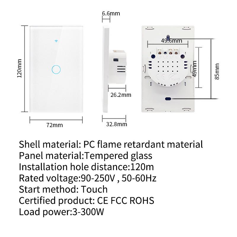 Smart WiFi Touch Switch with Siri Voice Control, Mobile App, RF Remote, and Tone Adjustment