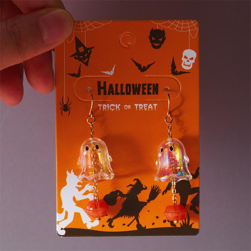 Cute Ghost Asymmetrical Halloween Cartoon Ghost Earrings for Women Long Tassel Earrings Festival Party Accessories Gift