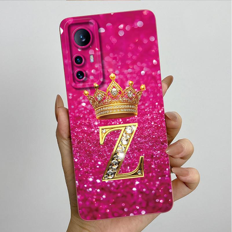 For Xiaomi 12 Lite Case Xiaomi 12T Pro 5G Casing Crown Letter Couple Phone Case Soft Liquid Silicone Lens Protective Back Cover