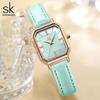 SHENGKE Fashion Black Leather Strap Woman Watches Top Luxury Women's Quartz Wristwatches Reloj Mujer Zegarek Damski