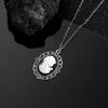 Timeless Silver Color Cameo Pendant Necklace Elegant Oval Unique Pattern Mysterious Necklace For Women Sophisticated Jewelry