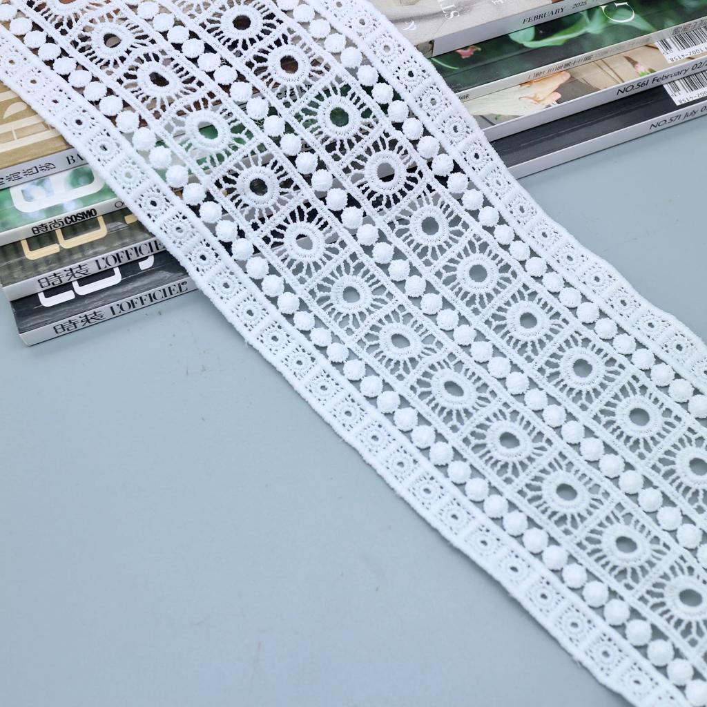 Bilateral Symmetrical Milk Silk Water-Soluble Lace, Circle Hollow Embroidered Dress Lace Cheongsam Skirt Handmade Accessories